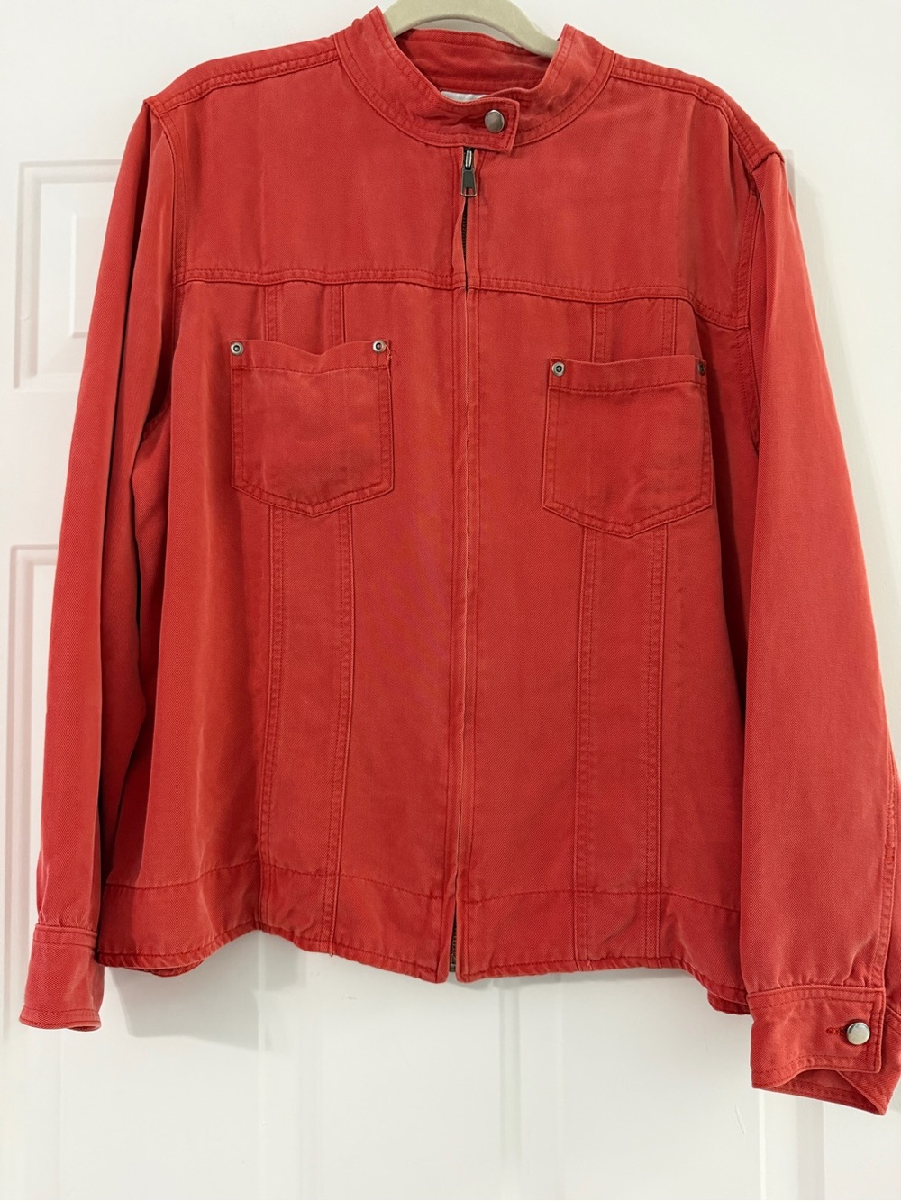 Coldwater Creek Red Zip-Front Jean Jacket